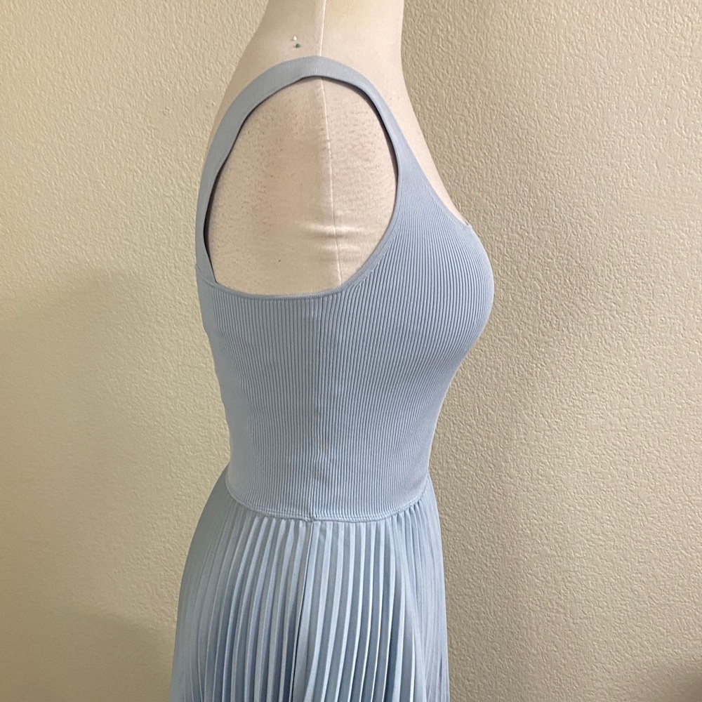 Theory Light Blue Ribbed Midi Dress Medium - Picture 3 of 5